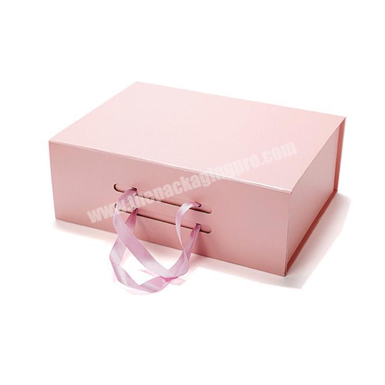 Foldable Matt Pink Custom Wedding Dress Packaging Storage Box with Handle