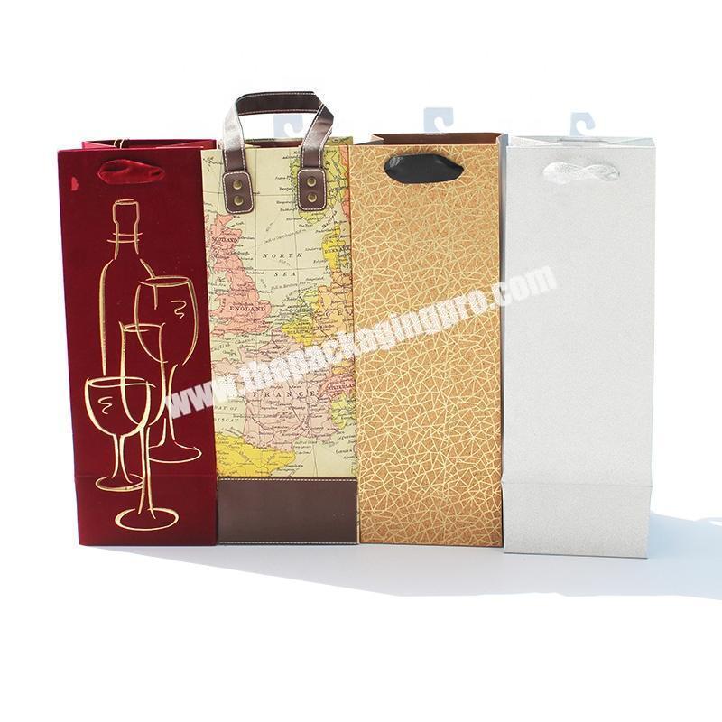 Foldable Personalized Luxury Boutique Organic Customized Marble Small Earrings Set Black And White Wedding Wine Bottle Gift Bag