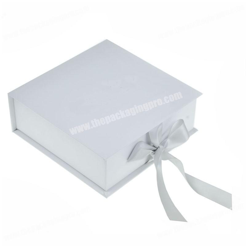 Folding custom cardboard paper book shape gift box with ribbon for giving