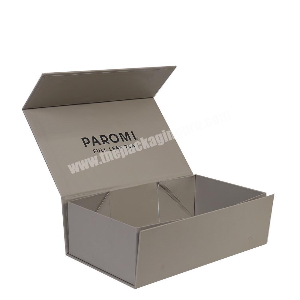 Folding Kraft Paper White Logo Gift Box With Magnetic Closure Lid