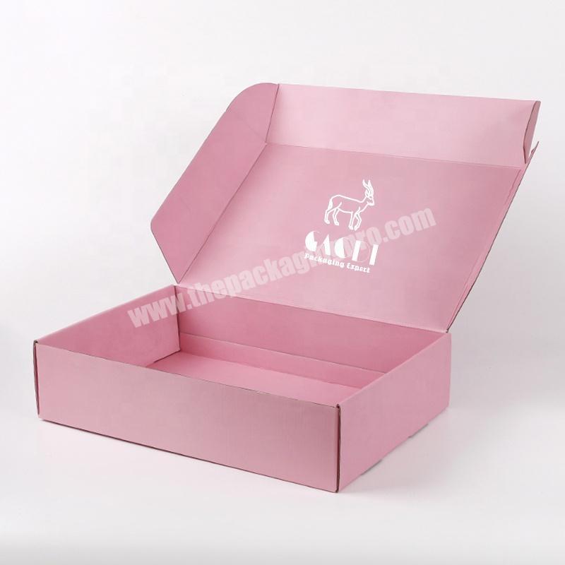 Folding Pink Color Corrugated Womens Fitness Tights Hoodie Box Clothing Packaging Box With Custom Logo