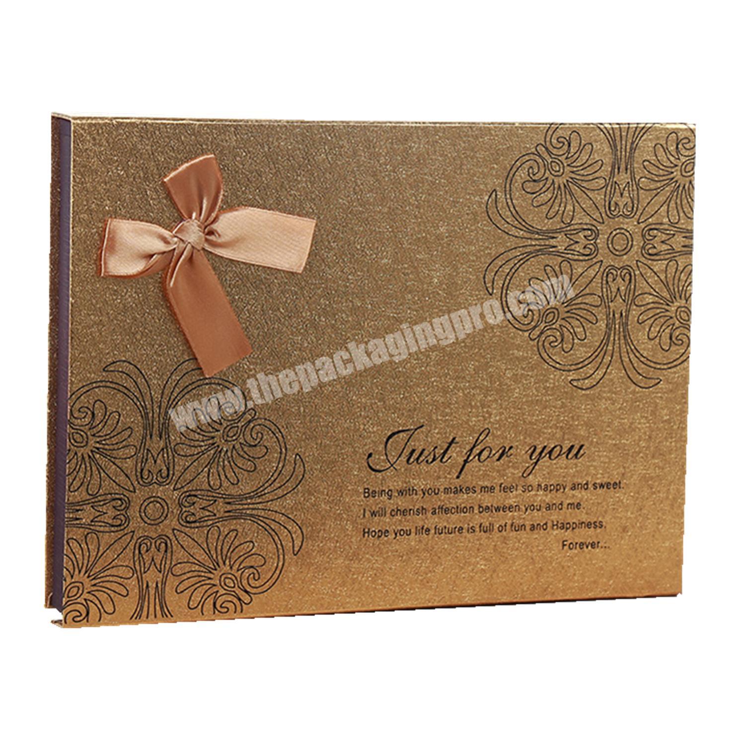 Food grade cardboard paper candy box chocolate packing boxes with ribbon bow