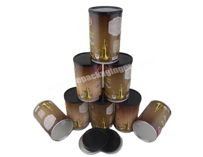 Food Grade Coffee Packaging Paper Composite Cans With Aluminum Foil Easy Peel Off