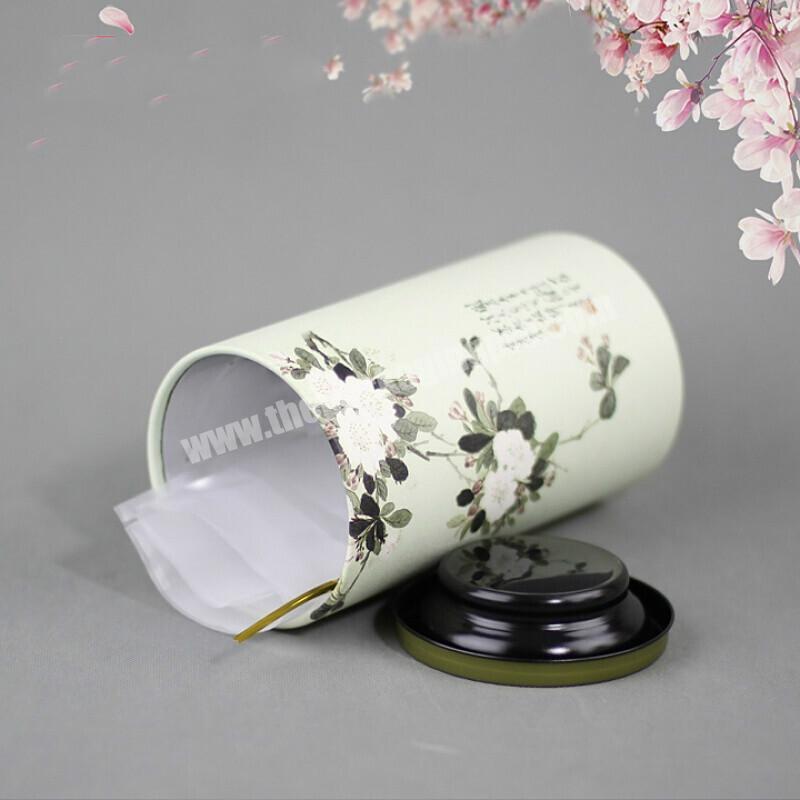 Food Grade Paper Fresh Chinese Paintings Printed Custom Size Round Tube Shape Kraft Paper Tea Packaging Box