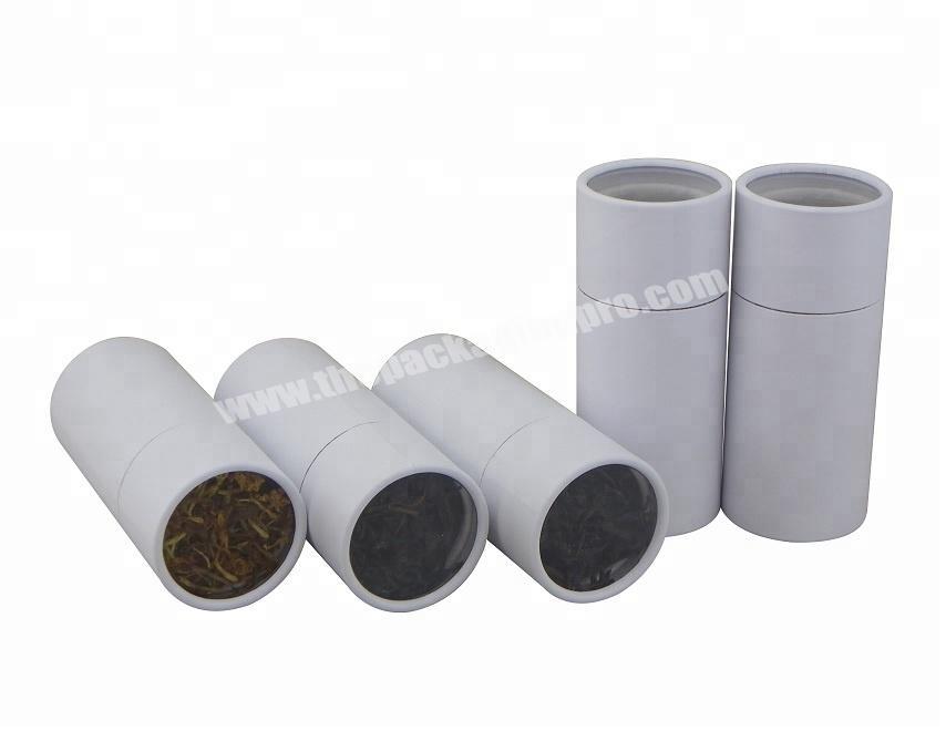 Food Grade White Kraft Paper Tube with Clear Window for Herbs Packaging