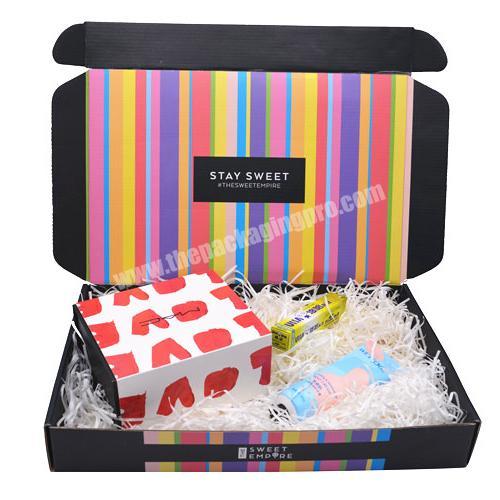 Free sample Custom logo and design Corrugated  Paper Box Folding Mailer Shipping Box Monthly Subscription Box for Sweet Candy