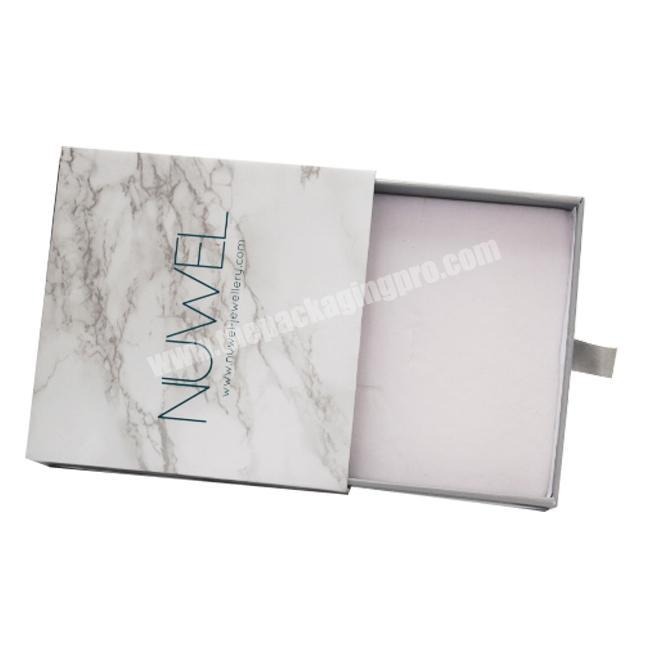 Free Sample Marble Printing Jewelry  Drawer Gift  Paper Packaging  Boxes with Ribbon