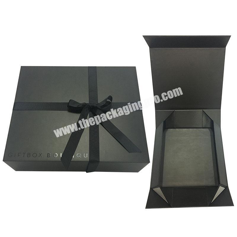Freight Save Black Paper Cardboard Foldable Gift Box For Gift Hampers