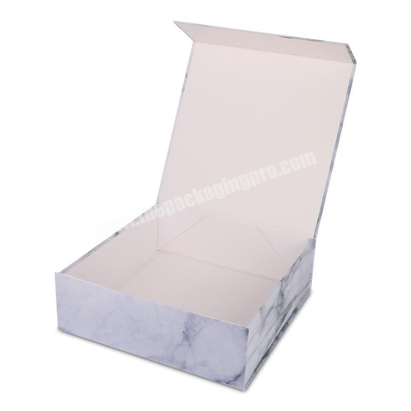 Fsc Luxury Custom White Flat Marble Folding Gift Box With Magnetic Closure