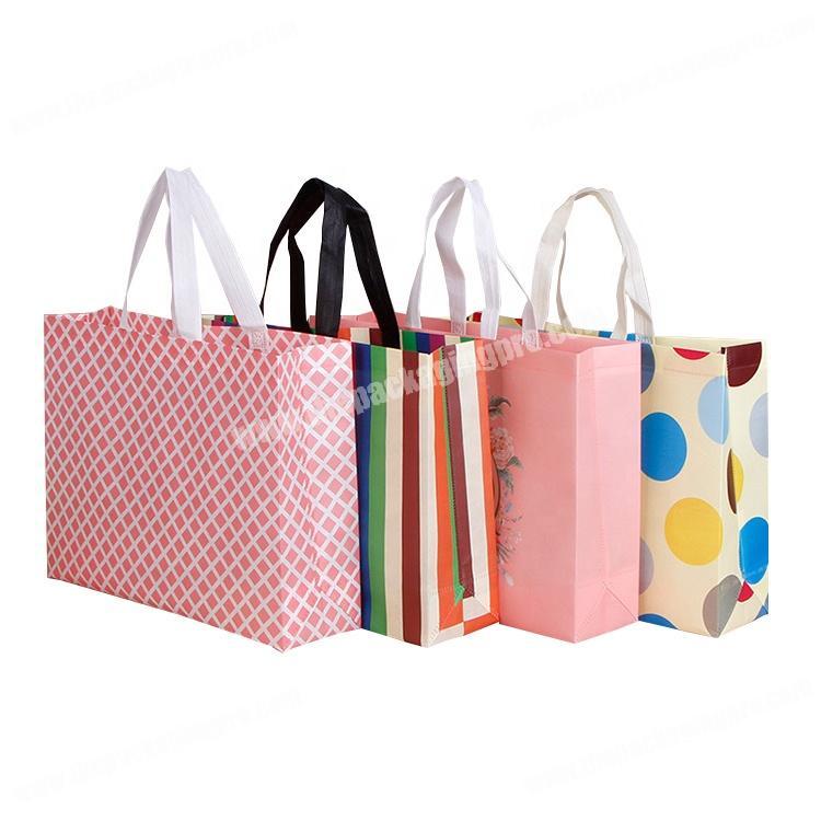 Full color printed reusable non woven dress shopping pouch bag