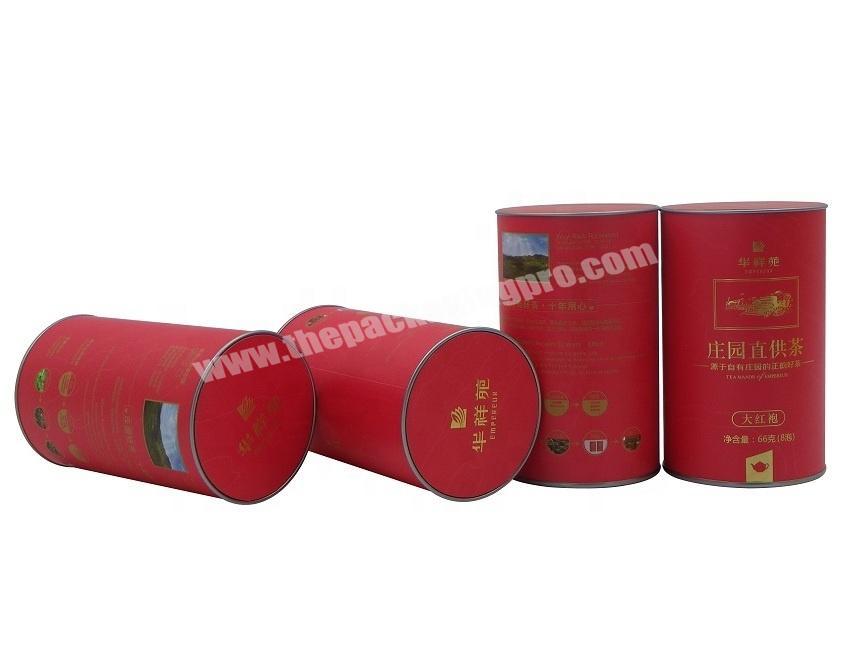 Full Color Printing Paper Tube Can Box with Tin Top Lid and Bottom for Tea Packaging