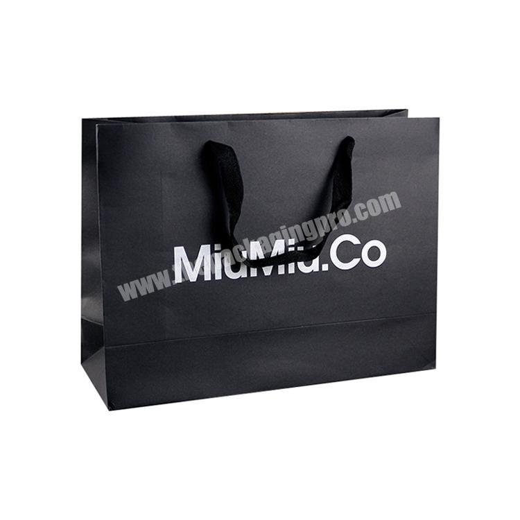 Fully Automatic Machine Manufacture Custom Logo Printed Black Shopping Paper Bag