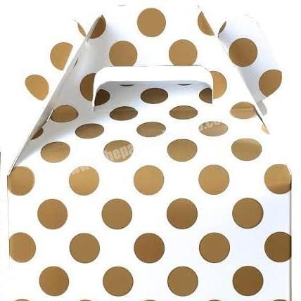Gable gold white outside papers stripe polka dot gift box baby birthday party thanking gift box