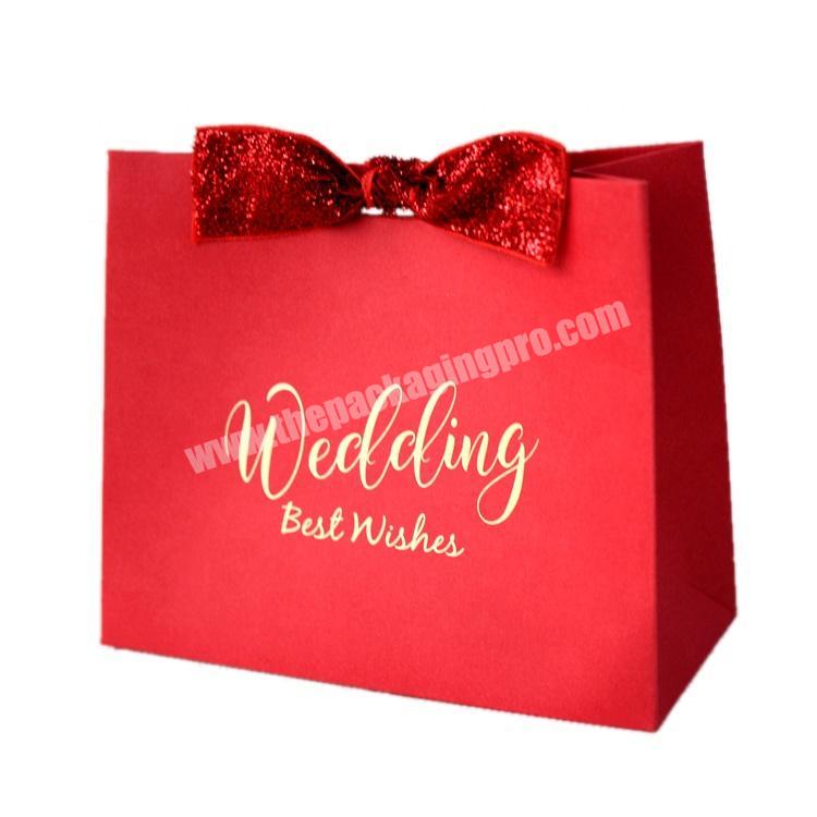 Gaodi Personalized Wedding Red Paper Bag Goodies Gift Packaging Bags With Bowknot