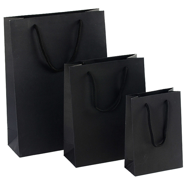 gift Paper Bag With Handle for Birthday Party black 18*14*25CM