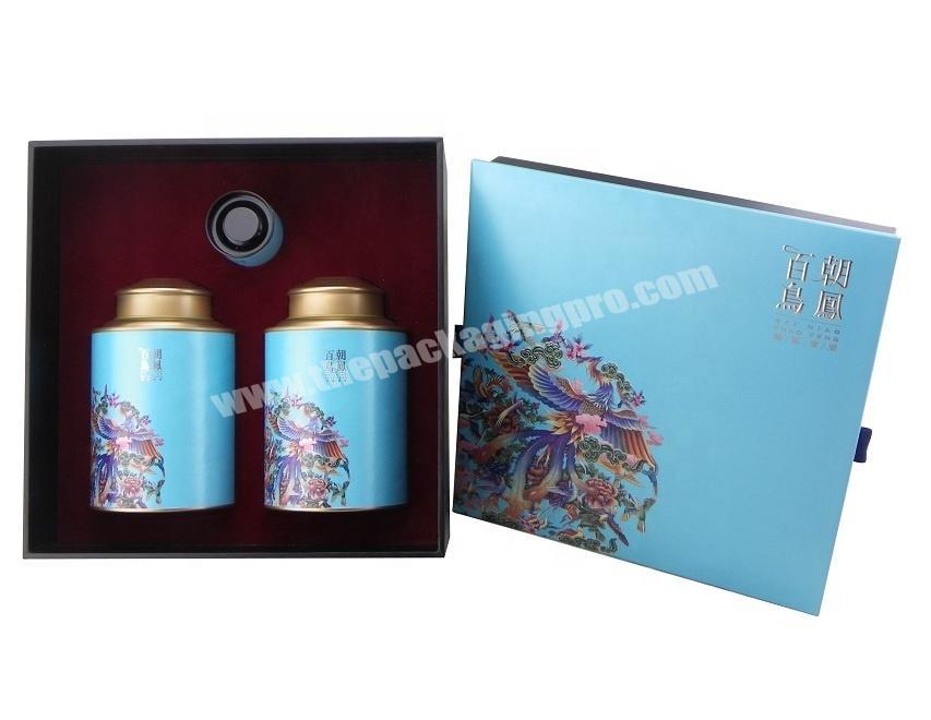 Gift Box UV printing with Two Cylinder Tea Packaging Tubes for 250g Black Tea