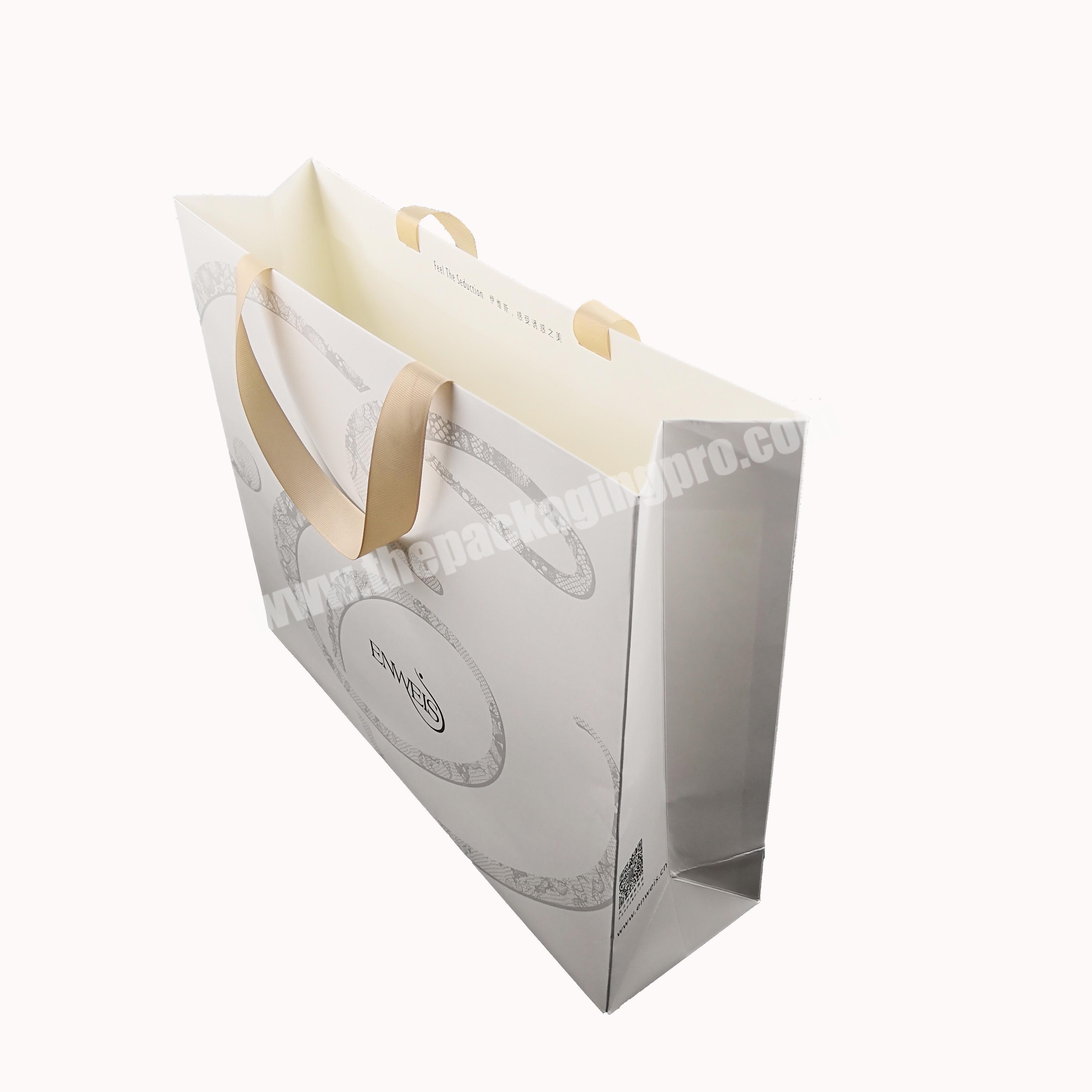 Gift Craft Shopping White Kraft Paper Bag With Handle Manufacturer