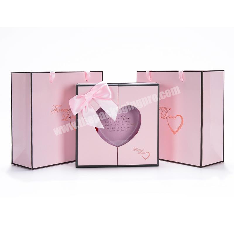 Gift packing box customize print logo rigid pink gift boxes with lid