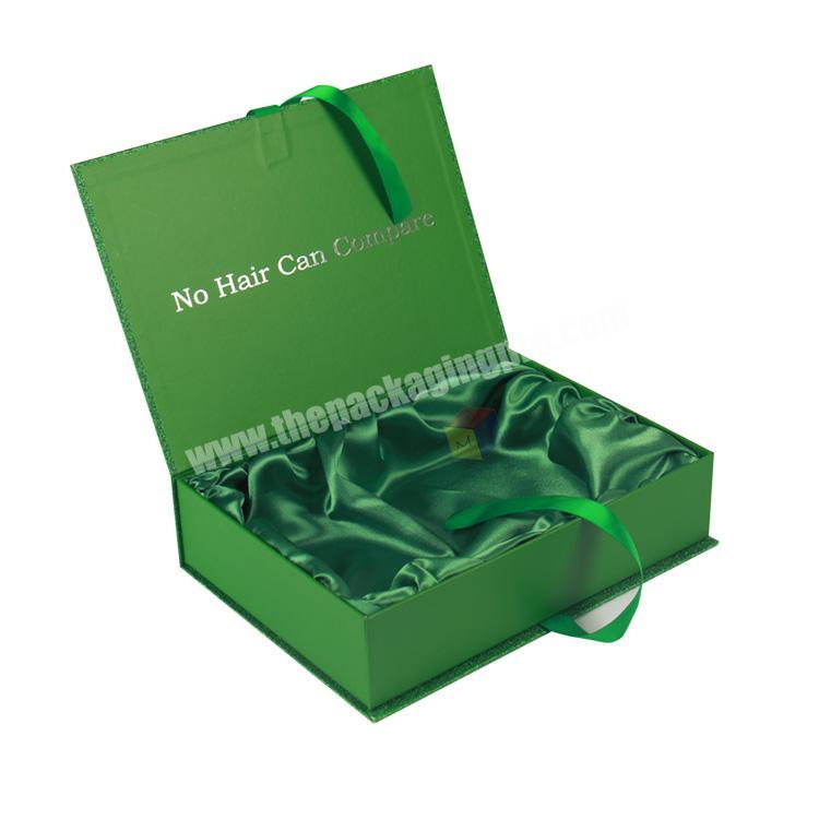 glitter cardboard box for hair bundle packaging with silk