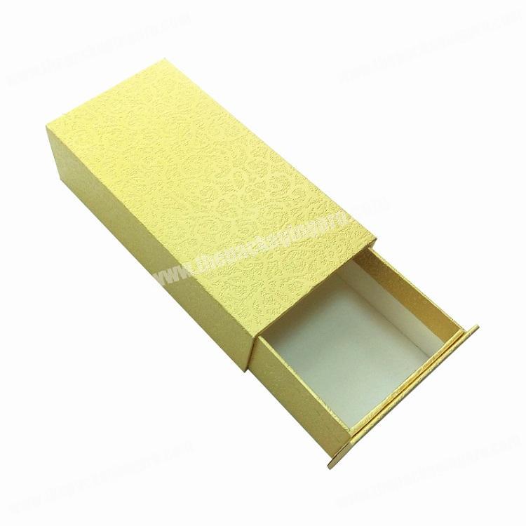 Glitter Gold Paper Customer's Logo Hot Foil Stamping Push Out Drawer Box Eyelash  Gift Packaging