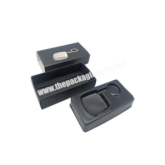 Glossy black paper packaging tape product box with blister insert