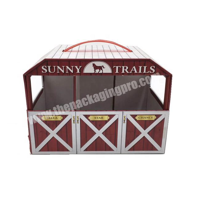 Glossy Custom Design Foldable House Shaped Paper Window Box Toy Box Packaging