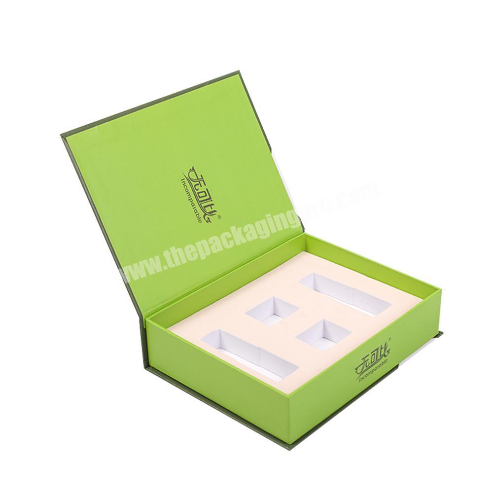 glossy lamination book shaped cardboard flip open paper packaging box custom EVA filled