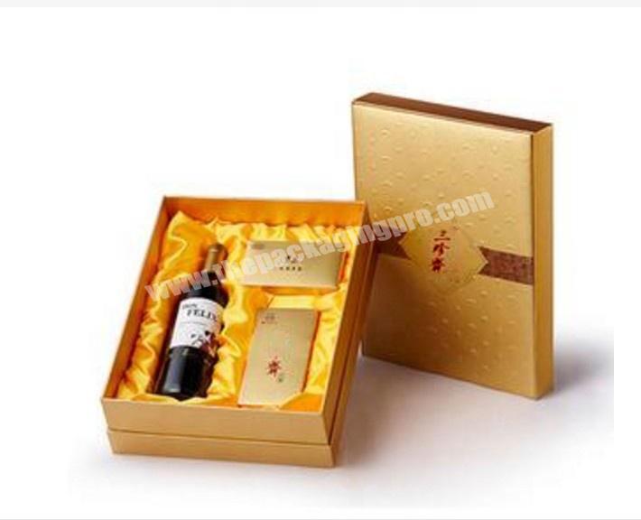 gold art paper cardboard gift packaging  red wine box