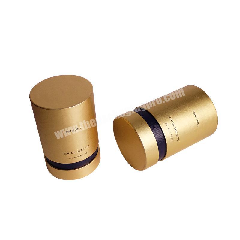 Gold cylinder shape paper perfume cardboard tube boxes for sale