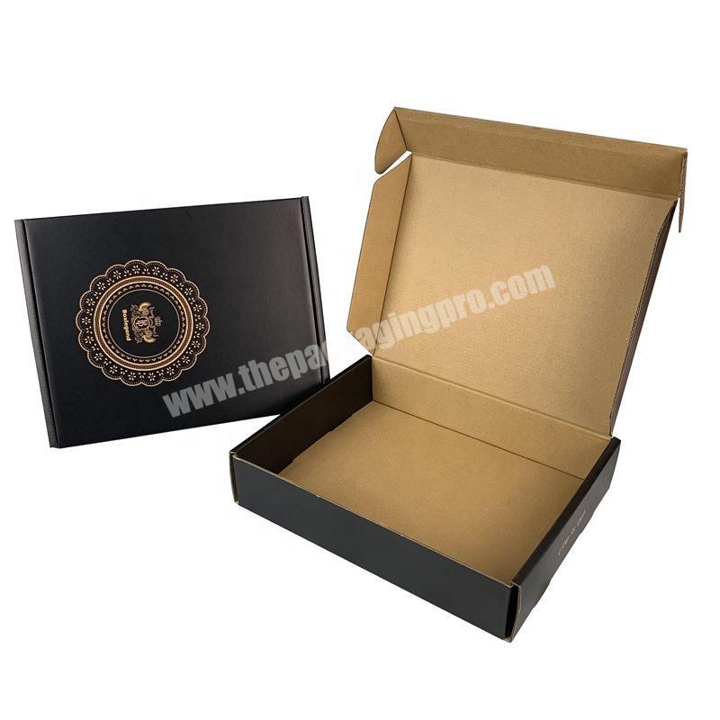 Gold Foil Black Kraft Packaging Corrugated Cardboard Postal Mailer Subscription Shipping Box