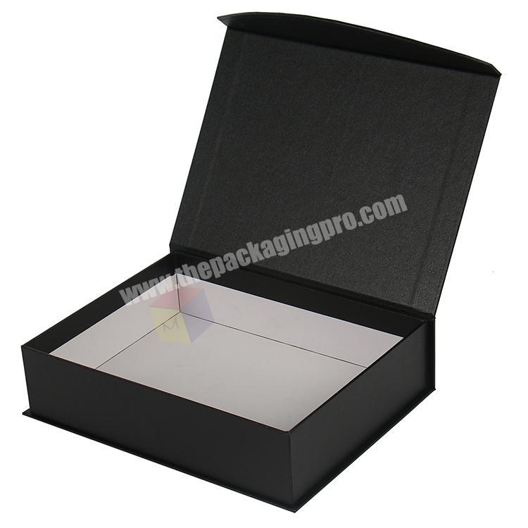 gold foil logo black magnetic scarf gift packaging box