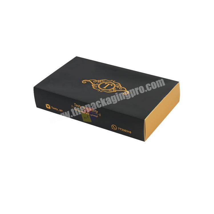 gold hot foil logo custom recycle black luxury drawer box  for food