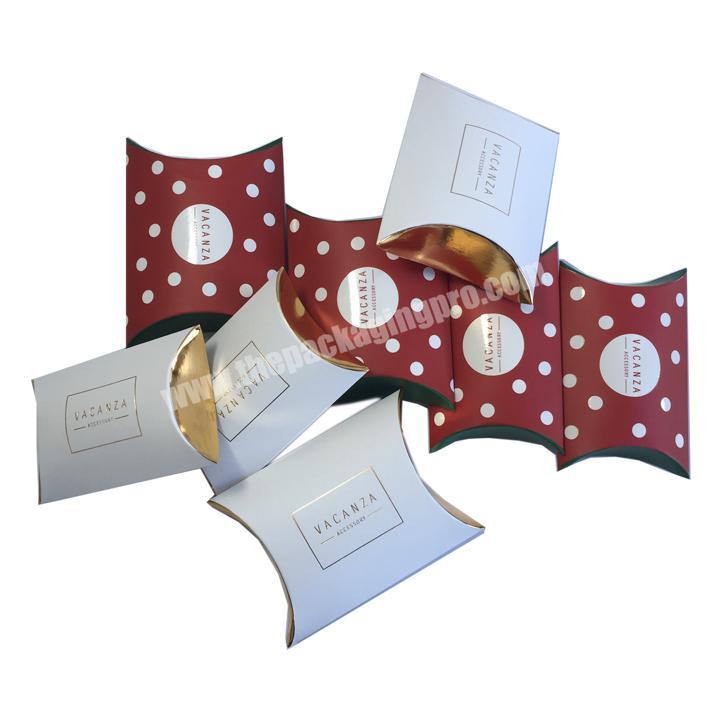 Gold hot stamping edge paper pillow boxes for gifts package