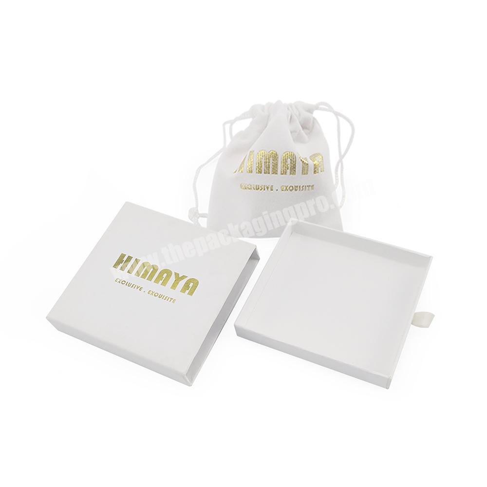 gold lettering jewellery set packaging box pouch bags white paper jewelry box