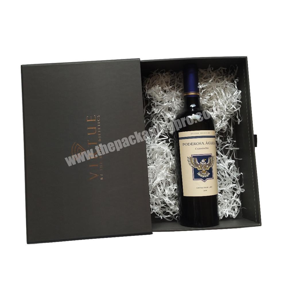 Gold logo custom printed whisky packaging luxury single bottle wine box