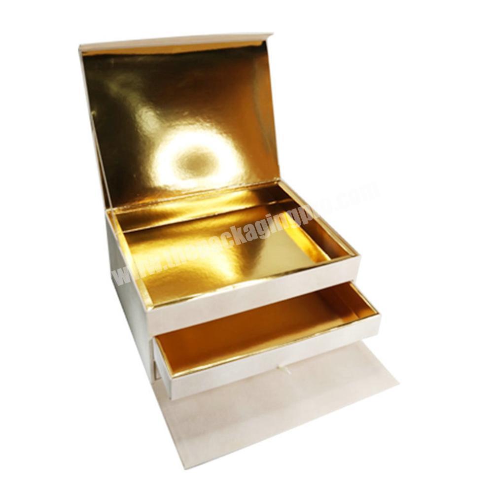 Gold paper divider insert cookie chocolate packing box with cushion pads for wedding invitation