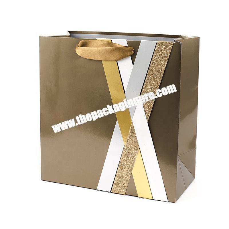 Gold paper gift lady cosmetic tote bag with handle