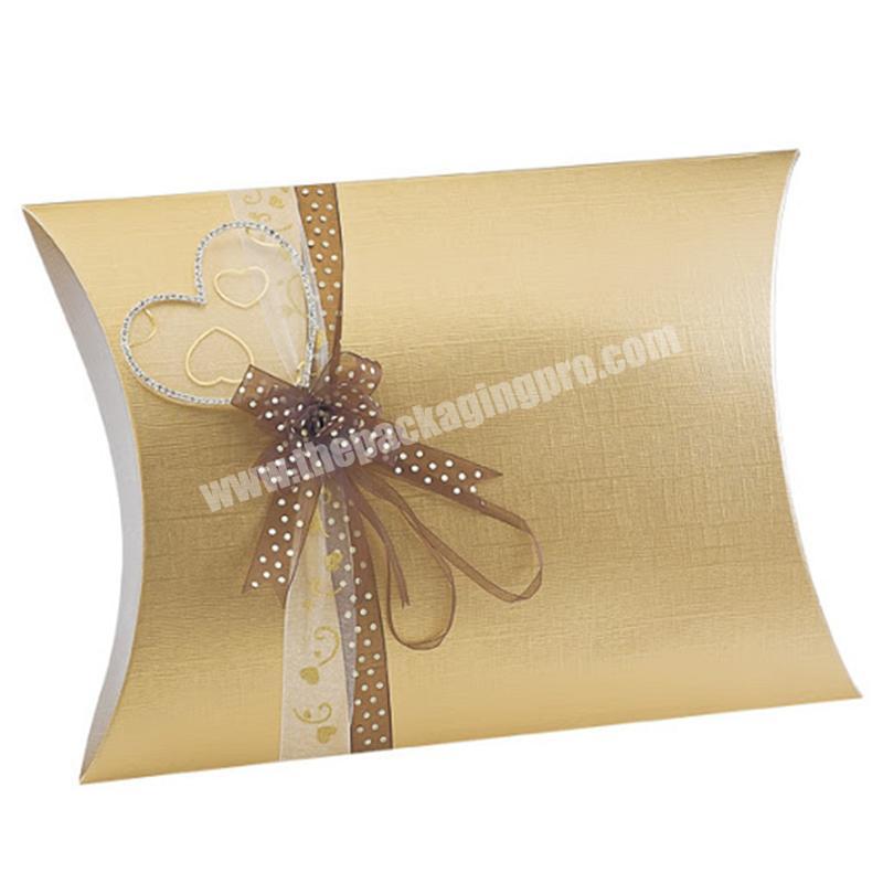 Gold small cute pillow cardboard gift box craft hair wig packaging pillow gift box with ribbons