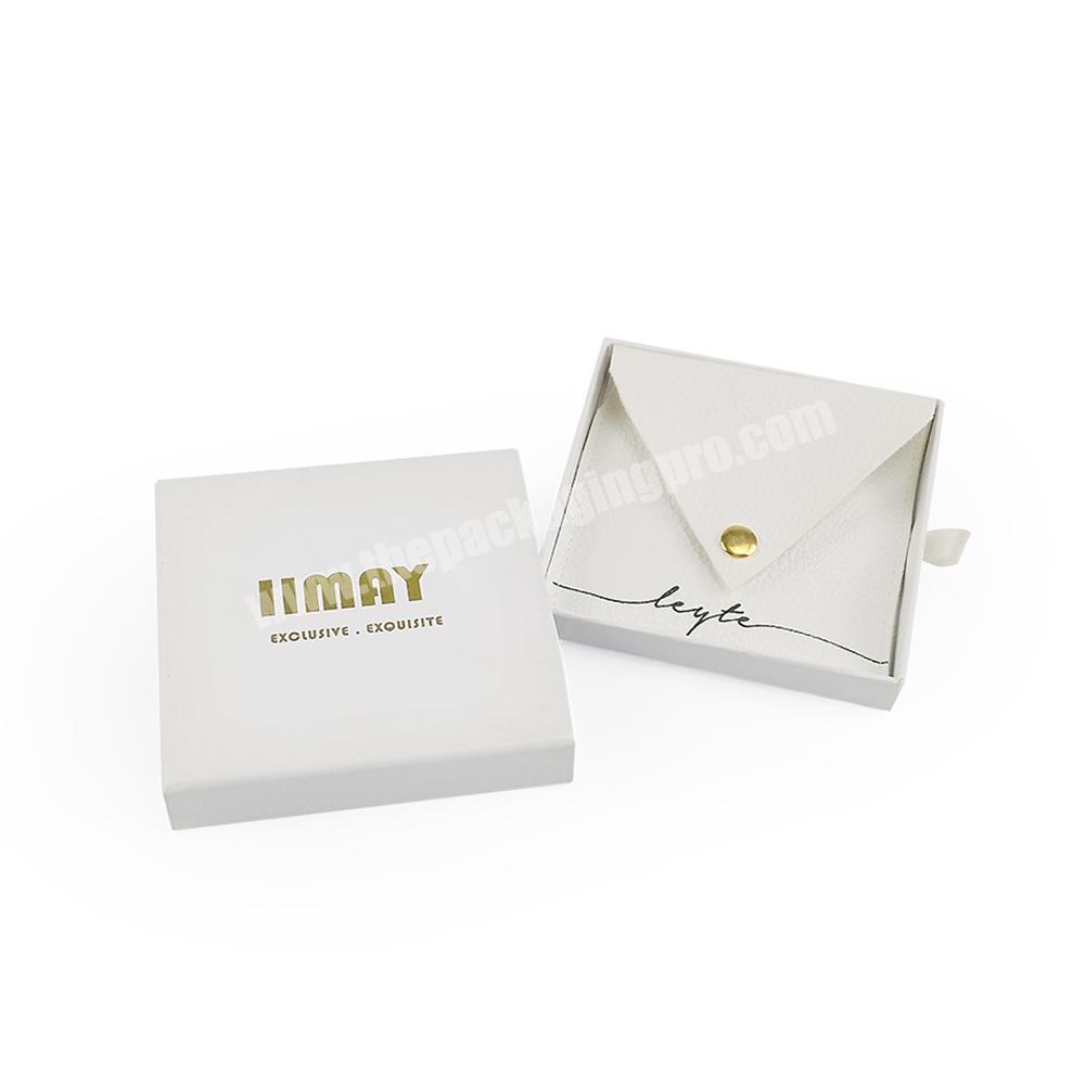 gold stamp paper jewellery box necklace custom bracelet box logo white jewelry box packaging
