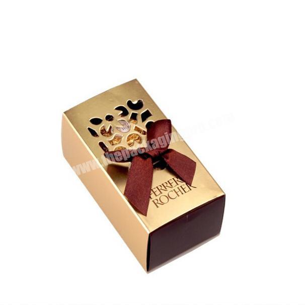 Golden hollow out cardboard die cut chocolate paper box packaging gift box