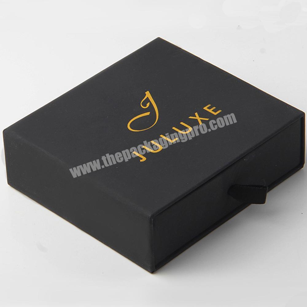 good quality black gift box cardboard printing gold logo