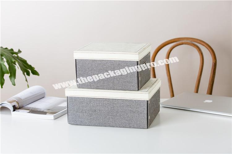 Good quality household used stylish rectangle gray clothes toy storage box with white lid