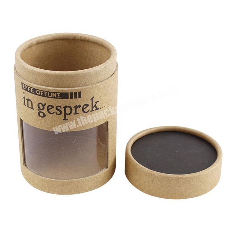 Good Quality Low Price Brown Wrapping Paper Storage Cylinder Box With Window