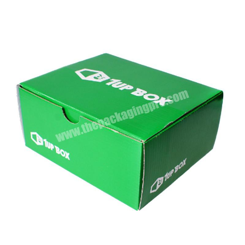 Green customized flat folding square corrugated shipping mailer gift packaging box for display