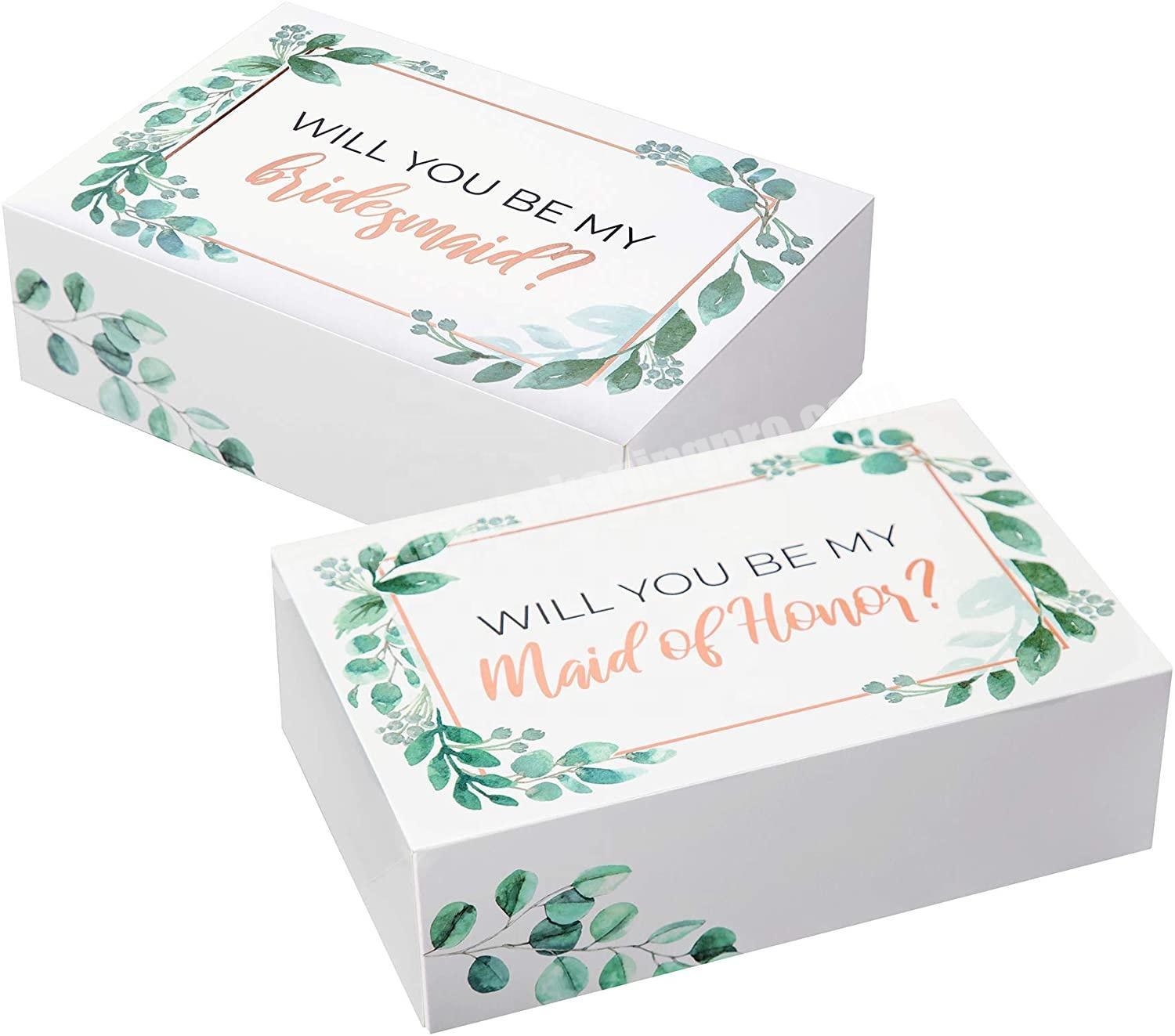 Greenery rose gold foil bridesmaid gift box wedding proposal gift box set