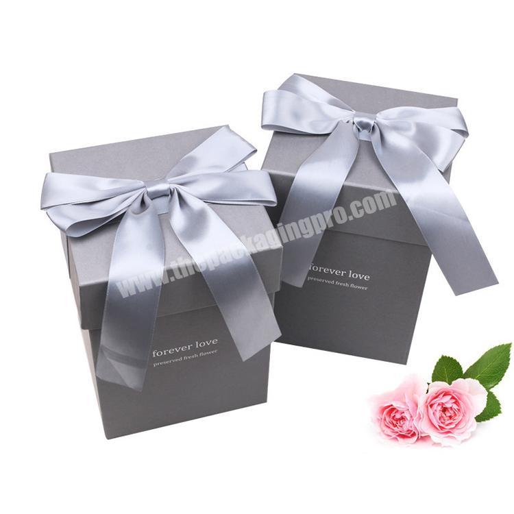 grey cardboard box square packaging factories flowers valentine flower ribbon gift box