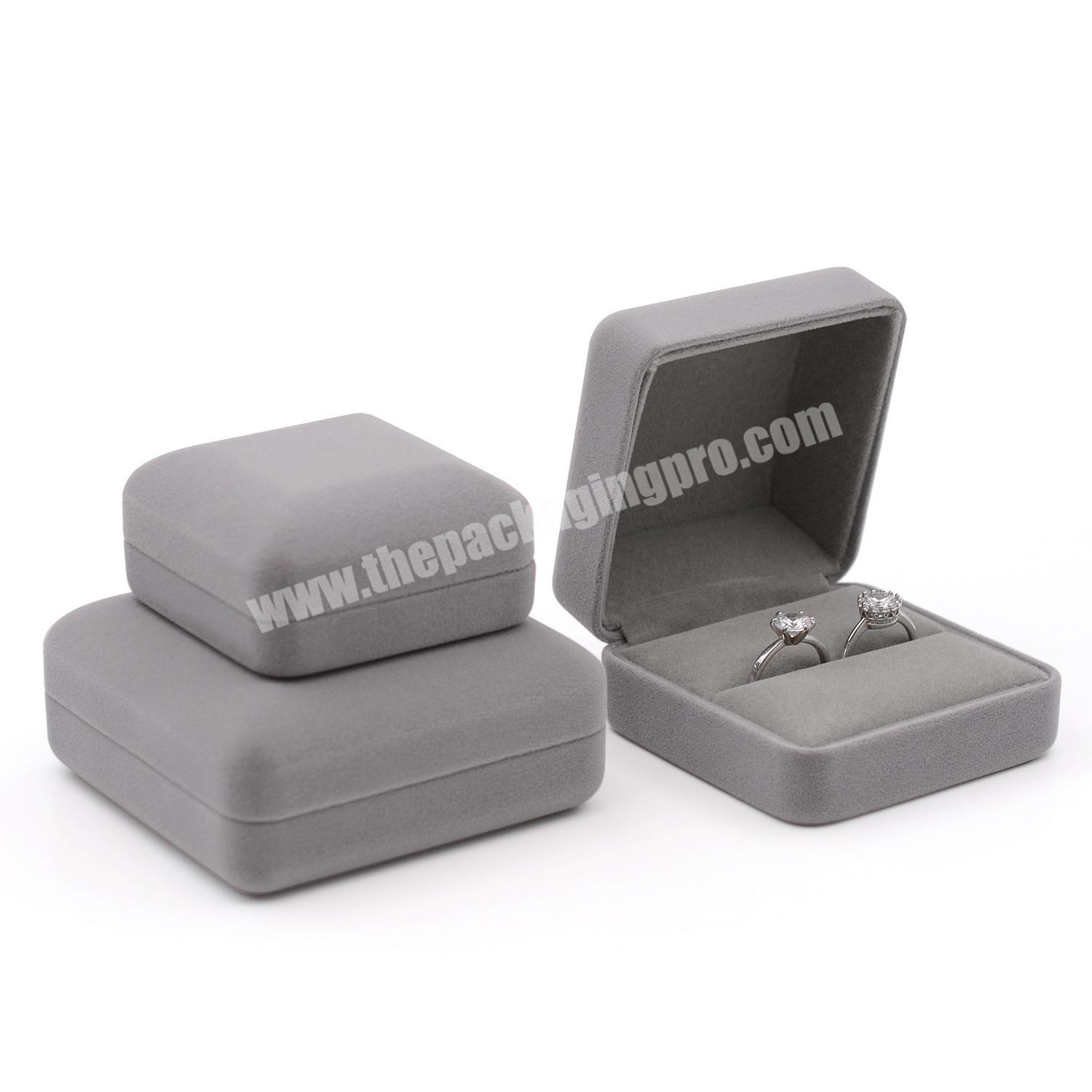 Grey Velvet Jewelry Packaging Box Manufacturer velvet high-grade wedding ring jewelry box