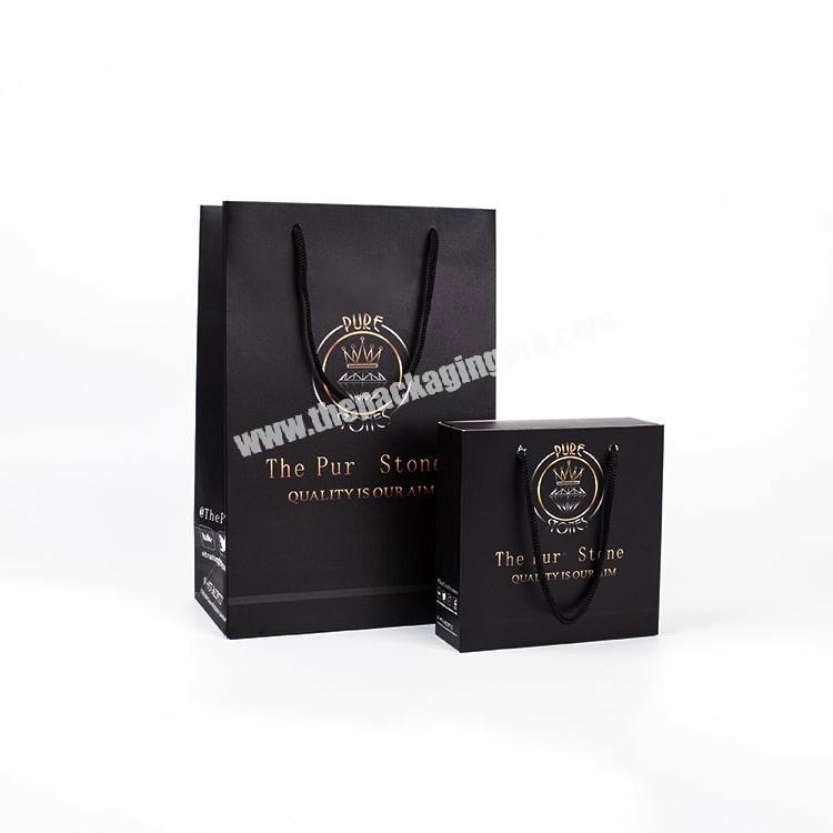 Guangzhou Custom Logo Nice Printing Luxury Jewelry Shopping Decorative Black Matte Retail Paper Gift Bags