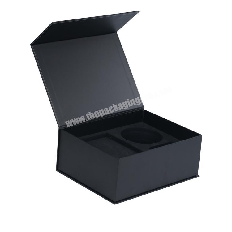 Guangzhou packaging box supplier luxury black magnetic paper case for desk & table clocks