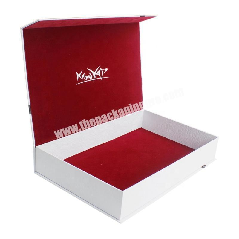 Guangzhou White Texture Leather Magnetic Chipboard Boxes Flat Collapsible